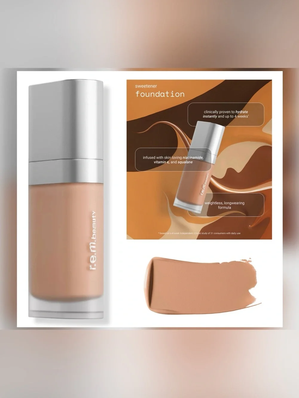 r.e.m. beauty sweetener foundation (medium 9 N) 30 ml / 1 fl oz NIB